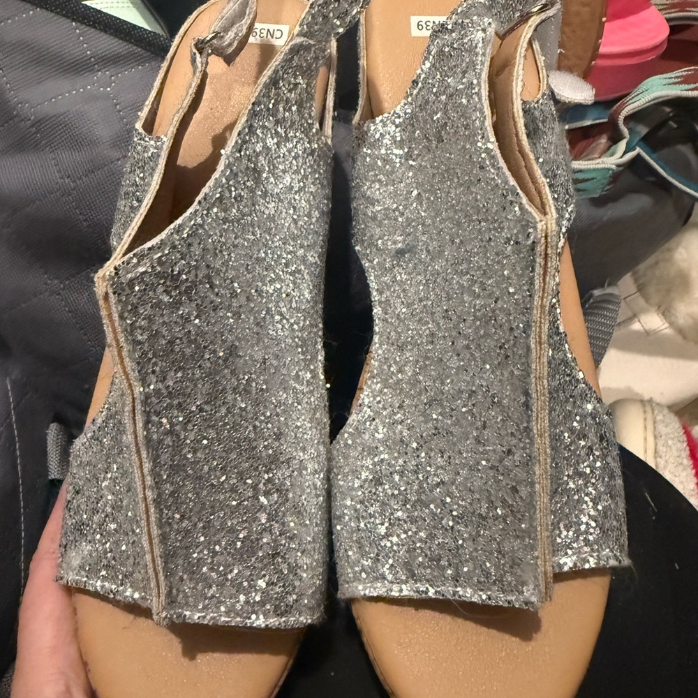 Glittery Silver Women's Sandals